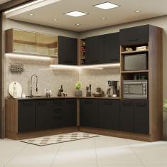 Cozinha Completa 459001 Com Armário E Balcão Rustic/Preto