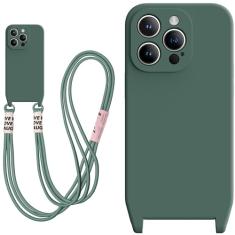 Goodon Capa de silicone para iPhone 14 Pro com cordão de pescoço com alças transversais - Proteção aprimorada da câmera - Capa protetora para celular macia e à prova de choque de 6,1 polegadas para