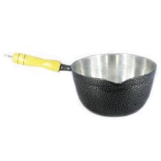 Caçarola Alumínio Craqueada Japi Cabo Madeira Sem Tampa Preta 18cm