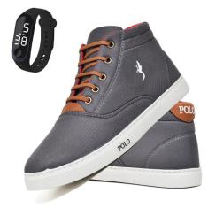 Kit Tênis Casual Masculino + Relógio Digital Polo Blu Dia a Dia, 41, C