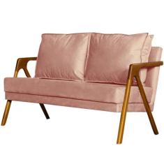 Namoradeira Decorativa Marília Linho Bege - Golden Moveis,  Veludo Ros