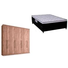 Cama Box Casal + Colchão Foggia Sogni + Guarda Roupa Master Vip 8.4 At