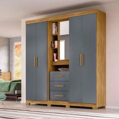 Guarda Roupa 4 Portas 195x212cm Eldorado Moval Freijó Cinza