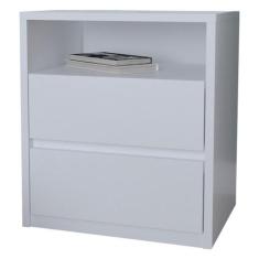 Mesa de Cabeceira 2 Gavetas 1 Nicho Blank F04 Branco - Mpozenato, Bran