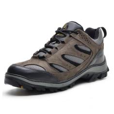 Tênis Adventure Pierrô cano curto couro legítimo cor marrom e cinza , 