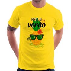 Camiseta Hello Verão - Foca na Moda, Amarelo, GGG