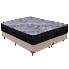 Cama Box Bege e Colchão Airtech Pampa Molas ensacadas Queen Ortobom