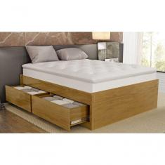 Base Box Casal Com 4 Gavetas Em Madeira Maciça 1,40 Libanesa Imbuia - Straub Web