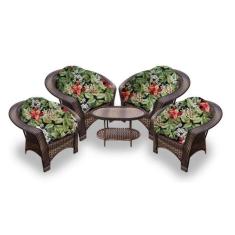 Conjunto de Poltronas Fibra Sintética Cairo - 4 Poltronas + 1 Mesa Cen