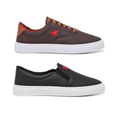 Kit 2 Pares Tênis Masculino Legítimo Polo Casual e Slip On Iate - Simo