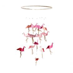 Móbile Berço Bebê Infantil Quarto 14 Flamingos Aro Perolas