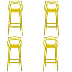 Kit 4 Banqueta Aviv Allegra Solna Fratini 109 Cm (altura) Polipropileno Cor Amarelo