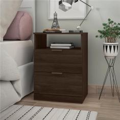 Mesa De Cabeceira Versatti Com 2 Gavetas Bartira Café Com Bronze