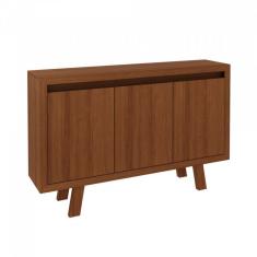 Conjunto Home Office 3 Peças 1 Escrivaninha Com Estante E 1 Balcão Tecno Mobili Amendoa