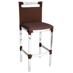 Banqueta Vigor Alta Em Alumínio E Fibra Sintética Tabaco/marrom