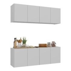 Kit Armário de Cozinha e Balcão 4 Portas Multimóveis Mp2161 Branco