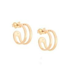 Brinco Rommanel Banhado Ouro Meia Argola Com Aro Duplo 526254, 0