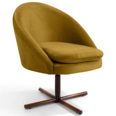 Poltrona Decorativa Rafa C-279 Giratória Veludo Mostarda Domi Móveis