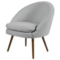 Poltrona Decorativa Rafa D-315 Linho Cinza Domi Móveis