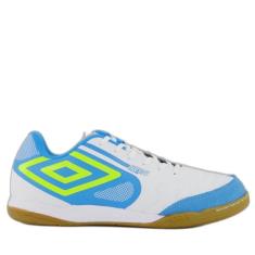 Chuteira Umbro Pro 5 Bump Club Futsal Branca e Azul 43
