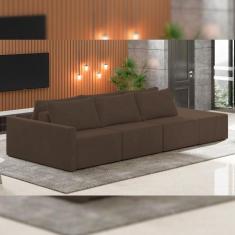 Sofá Ilha Modular Para Sala 312cm com Puff Dublin K01 Veludo Marrom - 