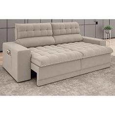 Sofá Omega 2,00m Assento Retrátil e Reclinável Velosuede Areia - Netsofas