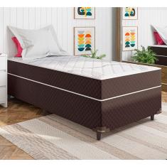 Cama Box Solteiro Umaflex Orleans com Molas Ensacadas 58x88x188cm - Marrom/Branco