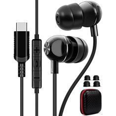 Fone de ouvido USB C TITACUTE para Samsung S22 S21 S20 FE A53 Atualizado Fones de Ouvido Com fio Magnético no Ouvido Tipo C com microfone Bass Ruído E