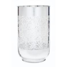 Castiçal De Vidro Prata 24Cm