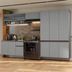 Armário de Cozinha Completa Suspenso 320cm Cinza Nice Madesa 04, Cinza