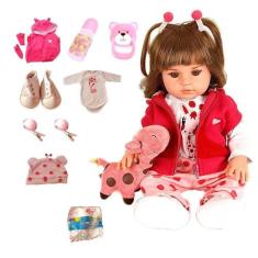 Boneca Bebê Reborn Morena Em Silicone Com Girafinha - Cegonha Reborn D