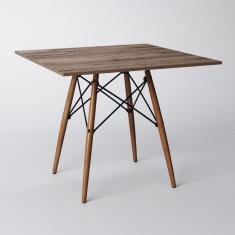 Mesa Eiffel Wood Tampo Quadrado De Madeira 90cm Amêndoa Marrom