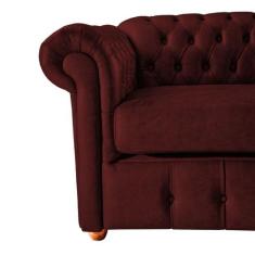 Sofá Chesterfield Capitone Luis XV Vicenzo Bordo Couro Eco 2M / Decora