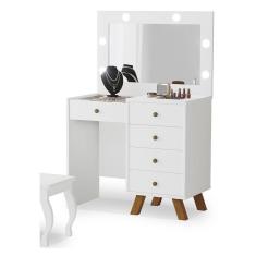 Penteadeira Camarim com Espelho e Led Luna Branco Luapa