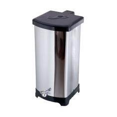 Lixeira Quadrada Inox Com Pedal Esfera - Tampa Plástica 25L