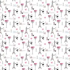 Papel Parede Branco Paris Bonjou Torre Eiffel Carta Coração