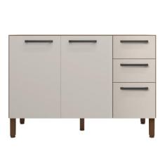 Balcão Cozinha com Tampo e 2 Portas New Nogueira Off White - CASA H