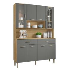 Armário De Cozinha Com 2 Gavetas Pisa Freijó Gris