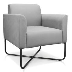 Poltrona Marisa Suede Base X Industrial Preta Drossi Cinza - D' ROSSI