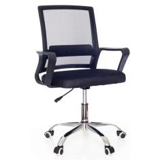 Cadeira De Escritório Secretária Com Base Cromada Com Rodinha Fortt Madri Preta CSF05-P