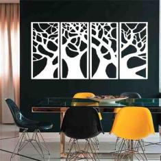 Quadro Decorativo Árvore Galhos 6mm Vazado - Mdf - Decoarts, Branco