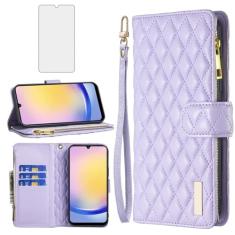 Asuwish Capa de telefone para Samsung Galaxy A25 5G/A24 4G/M34/F34 capa carteira com protetor de tela de vidro temperado e suporte de cartão de crédito flip de couro, acessórios para celular A 25 25A