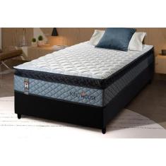 Conjunto Cama Box Espuma Chicago Cinza Solteiro 88x188x57 - King House