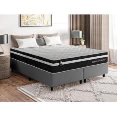 Conjunto Cama Box c/ Molas Ensacadas Durham Preto Queen 158x198x60 - K