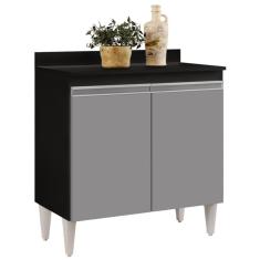 Balcão Gabinete 80Cm 2 Portas Hawai Preto/Cinza Lumil Móveis