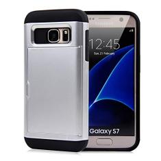 SORAKA Capa para Samsung Galaxy S7 com porta-cartões Capa para carteira Capa blindada para Samsung Galaxy S7 Capa para PC TPU de camada dupla Capa à prova de choque