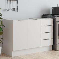 Balcão Pia 120cm sem Tampo com Rodapé Puxador 150mm Ipanema CabeCasa M