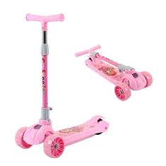 Patinete Scooter Infantil Com 3 Rodas Luzes Led Dobrável Altura Ajustá