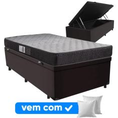 Cama Box Solteiro Baú + Colchão de Espuma Safira D20 - Colchomax, 88x1