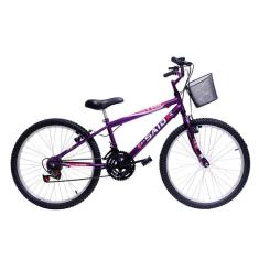 Bicicleta Aro 24 Feminina 18 Marchas Kitty com Cesta Saidx-Feminino